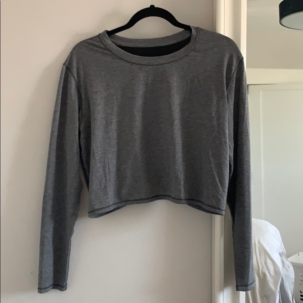 Grey Lululemon Cropped Long Sleeve
